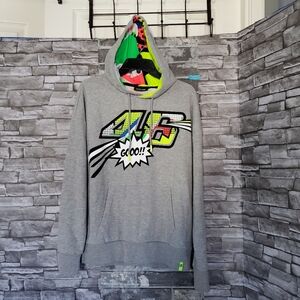 Valentino Rossi Pop Art‎ Sweatshirt Hoodie Pullover Gray Siz Large Racing Appeal